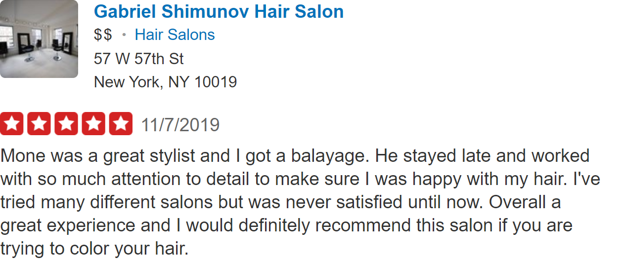 Testimonials Gabriel Shimunov Hair Salon