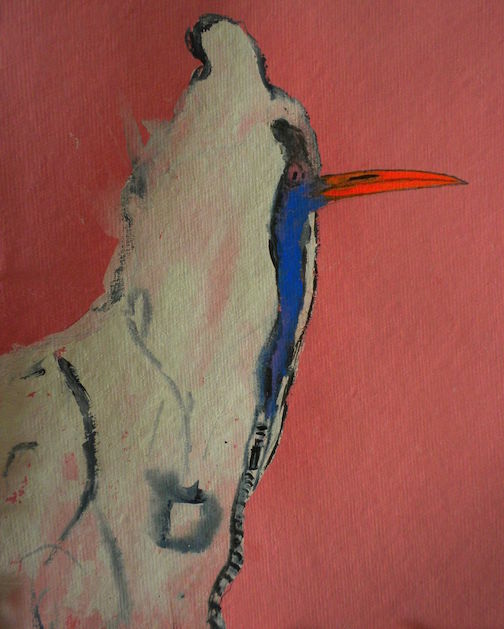 Hesitant Flyer , 2014 10 x 12" gouache, oil stick and graphite on hand made rag paper