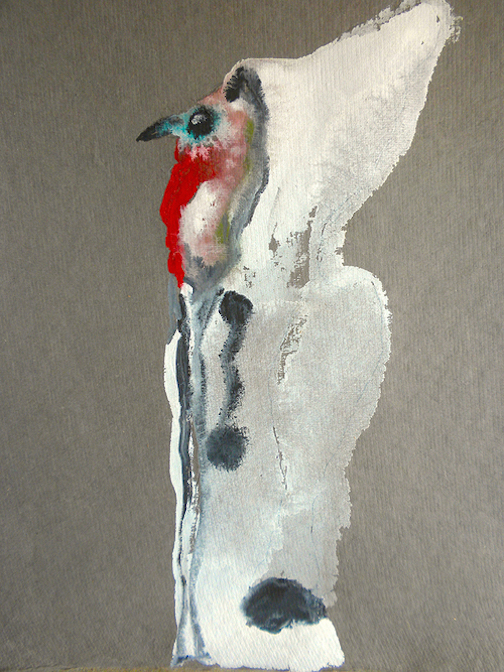 Turkey Face, 2014 10 x 12" gouache, oil stick and graphite on hand made rag paper