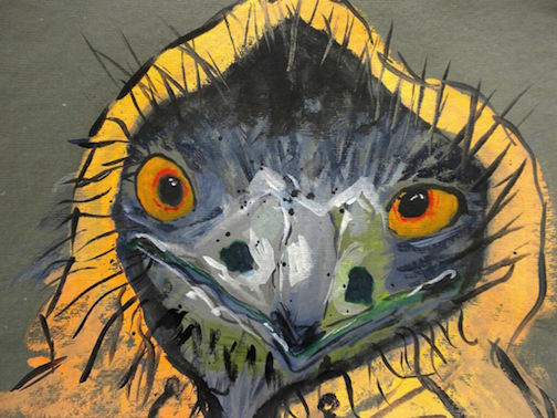 Baby Cooper's Hawk, 2014 10 x 12" gouache, oil stick and graphite on hand made rag paper