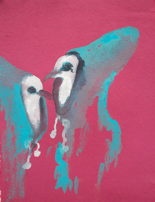 MacBeth and MacDuff, 2014 10 x 12" gouache, oil stick and graphite on hand made rag paper