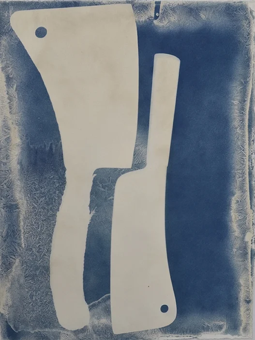 Mary Beth Heffernan Cleaver (69) , 2011 14 7/8 x 11 1/4 inch cyanotype photogram Study for the series Blue Printed by the artist