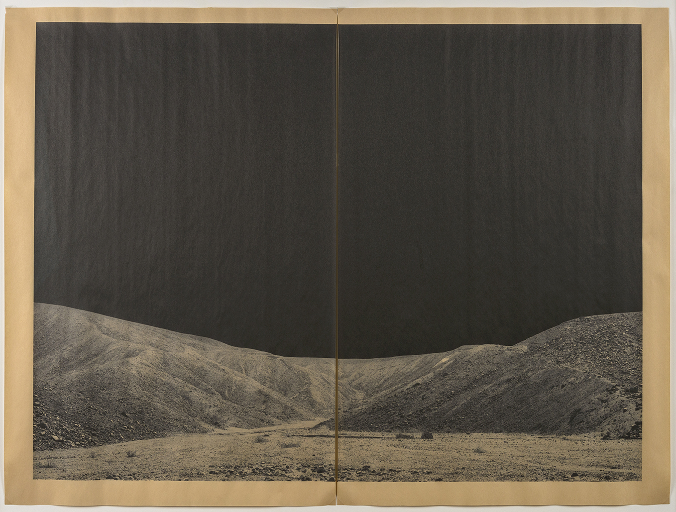 Alia Malley DV_7315 , 2014 Unique diptych pigment print on newsprint Sheet: 36 x 24 inches / Framed: 26.25 x 35.25 inches