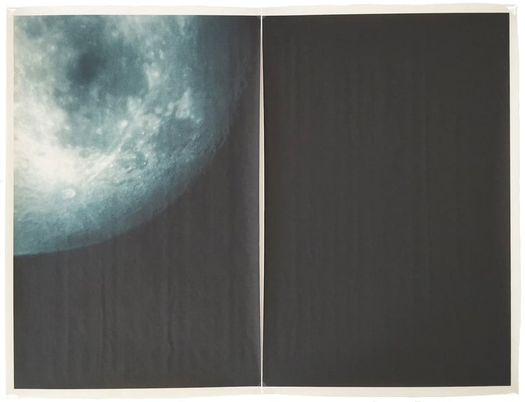 Alia Malley BS_3766 , 2014 Unique diptych pigment print on newsprint Sheet: 36 x 24 inches / Framed: 26.25 x 35.25 inches