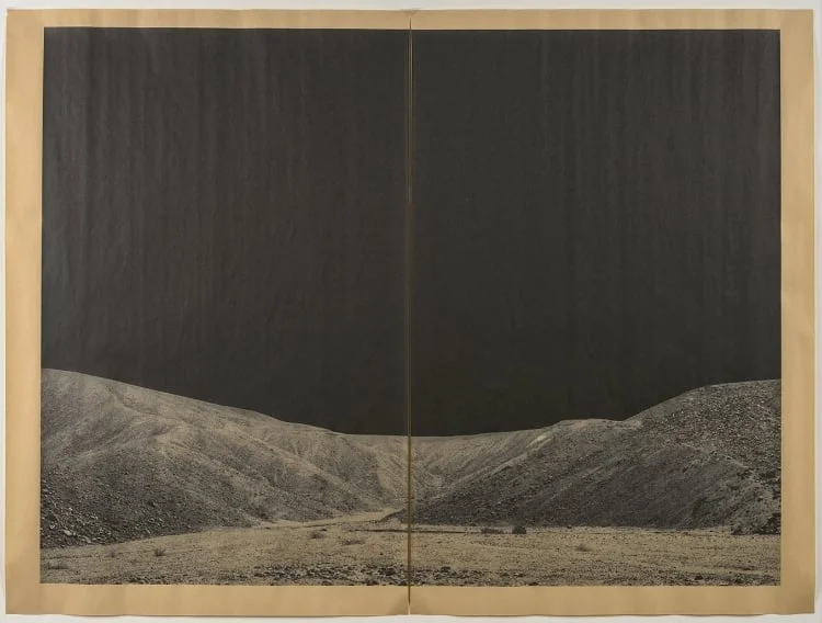 Alia Malley DV_7315 , 2014 / 2015 Unique (diptych) pigment print on newsprint Sheet: 36 x 24 / Framed : 26.25 x 32.25