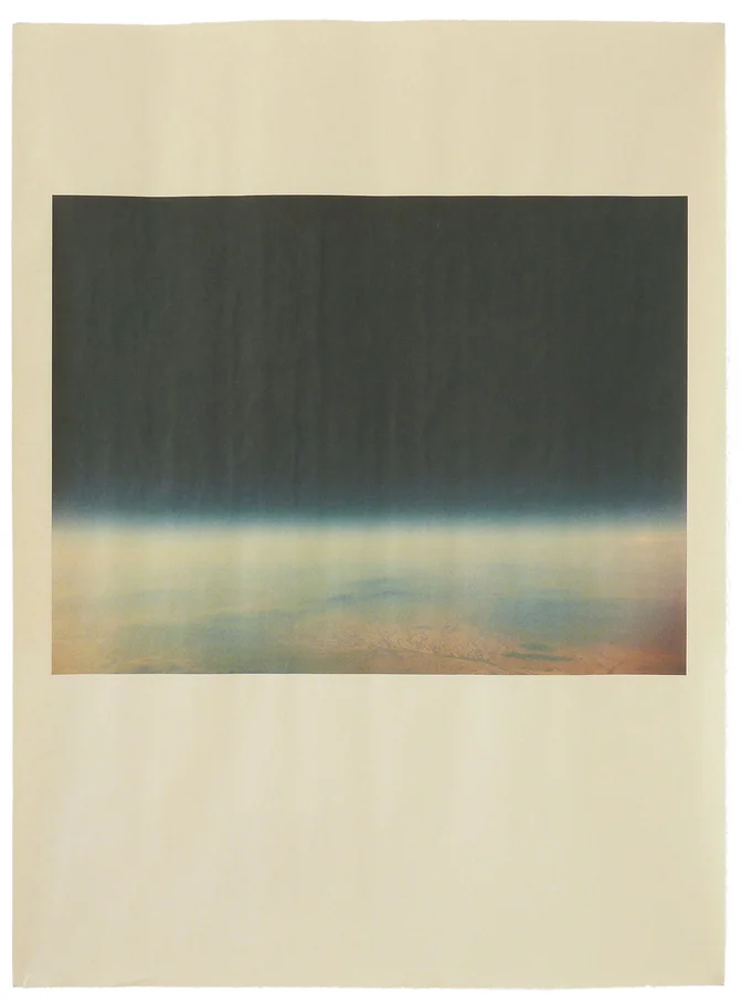 Alia Malley AZ_1164 , 2013 / 2015 Unique pigment print on newsprint From the series, Captains of the Dead Sea Sheet : 18 x 24 inches / Framed : 20.25 x 26.25 inches