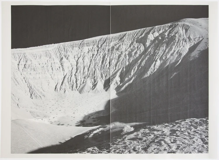 Alia Malley DV_7198 , 2013 / 2015 From the series, Captains of the Dead Sea Unique diptych pigment print on newsprint Sheet: 36 x 24 inches / Framed: 26.25 x 35.25 inches