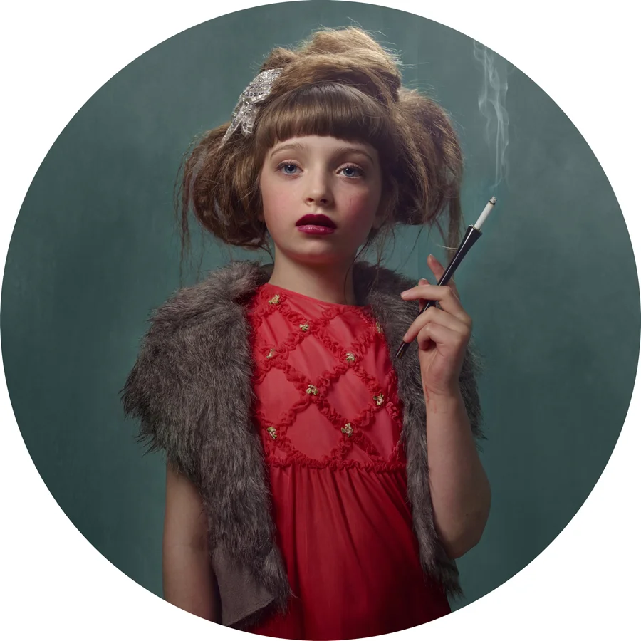 Frieke Janssens The Bourgeosie Holder Circular photograph face-mounted to plexi 43.3 inches / Edition of 2 / $5,900. 35 inches / Edition of 12 / $5,450. 27.5 inches / Edition of 5 / $4,250. *prices do not include shipping overseas