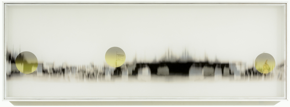 Adele Mills Recent Findings, 2011 46 x 16 inch Mixed Media / Kinetic Object Print on fabric over print on paper, framed in custom shadow-box From a limited edition of 4 Signed by the artist on label adhered to mount verso