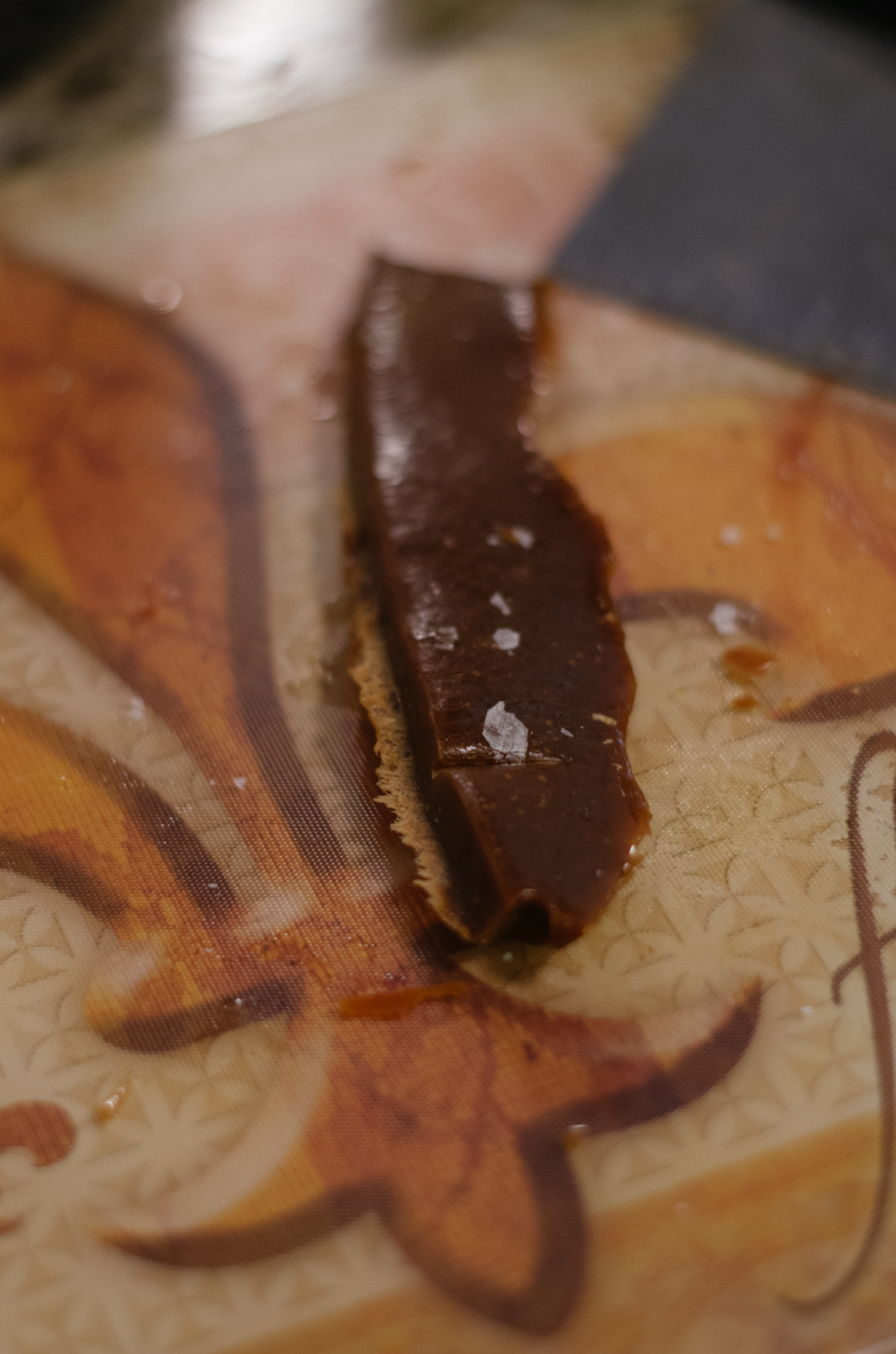 Salted Sarrasin Caramels: This is all that remained of the caramels after my attempt to cut them up sent most of them flying directly into my cats’ water fountain. I’m not great at candy-making (thanks, ADHD!) so I likely screwed them up in some way from carelessness — but they’re still tasty.