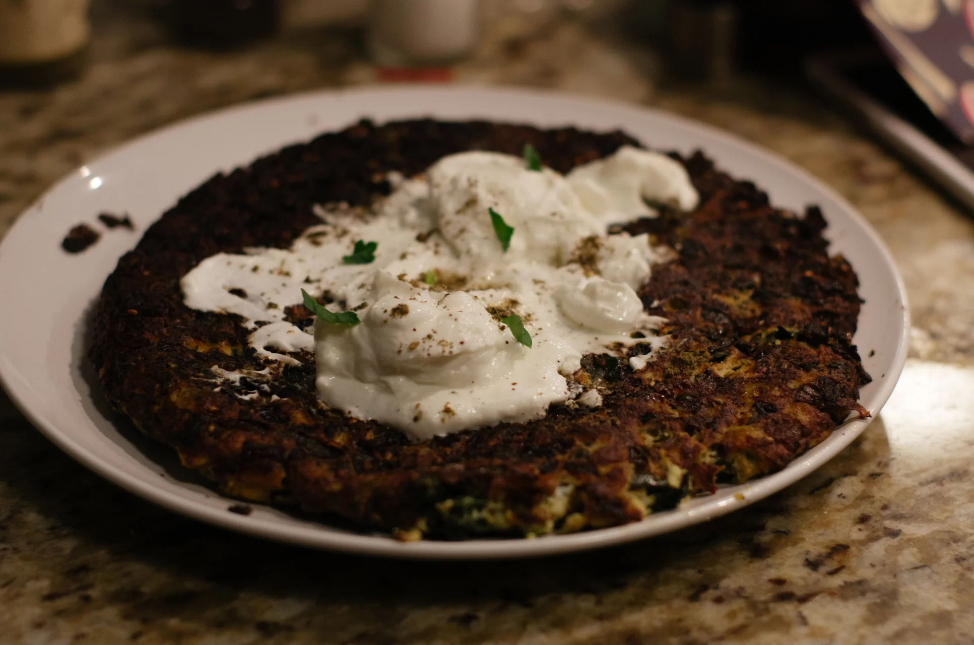 Cheddar, Za’atar & Kale Frittata: I love all three of the central ingredients in this frittata, but the frittata itself wasn’t my favorite. I’m still getting used to food that has onion front and center, and if I make this again, I’ll probably skip the yogurt topping; for me, it didn’t work well with the sweetness of the onion and scallions.