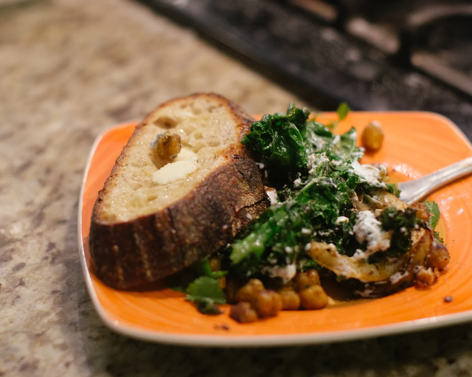 Wilted Greens with Crispy Lemon and Chickpeas: This was great on sourdough toast, pictured above, but also just great in general. Highly recommend for a simple and easy dinner.