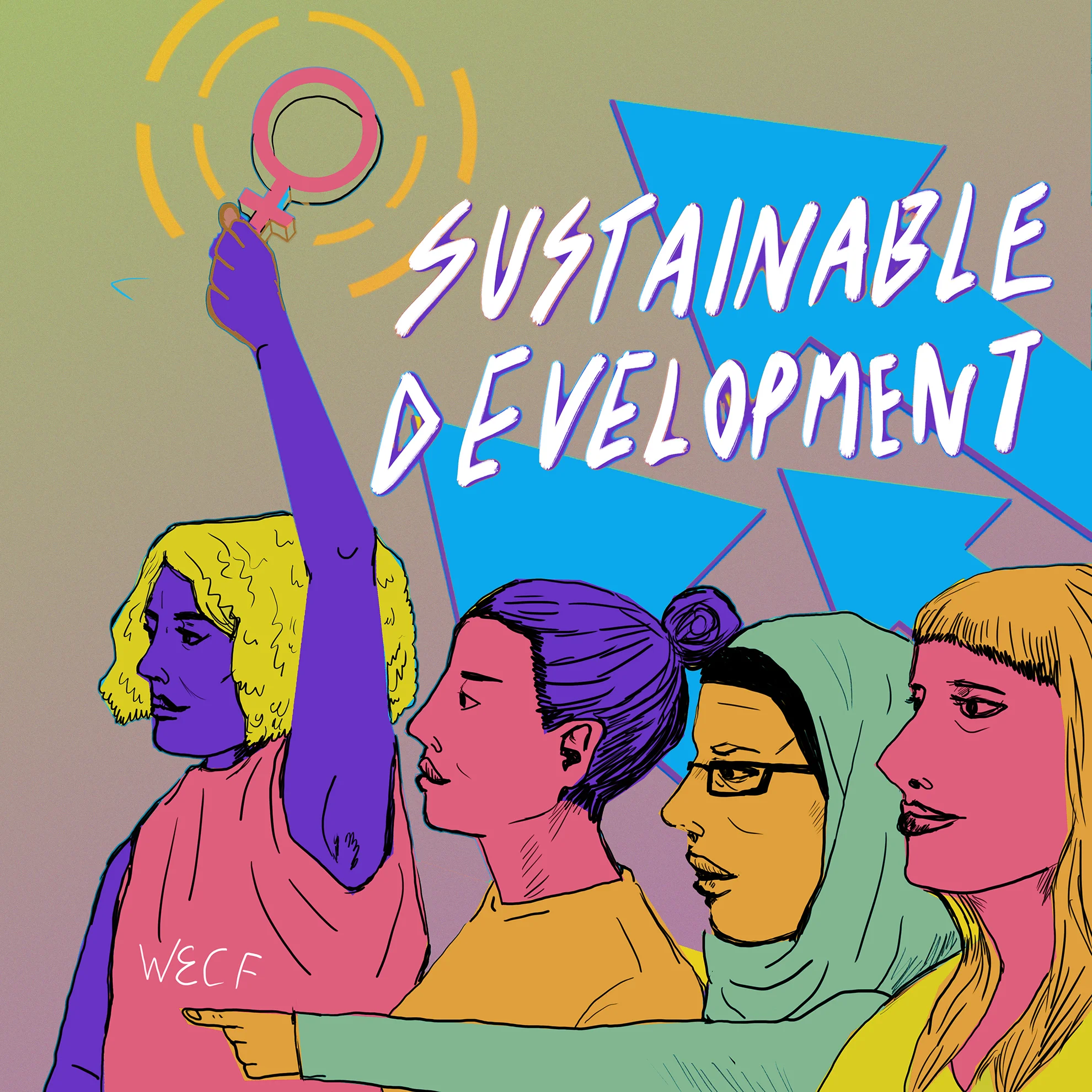 Illustration about a global movement of women