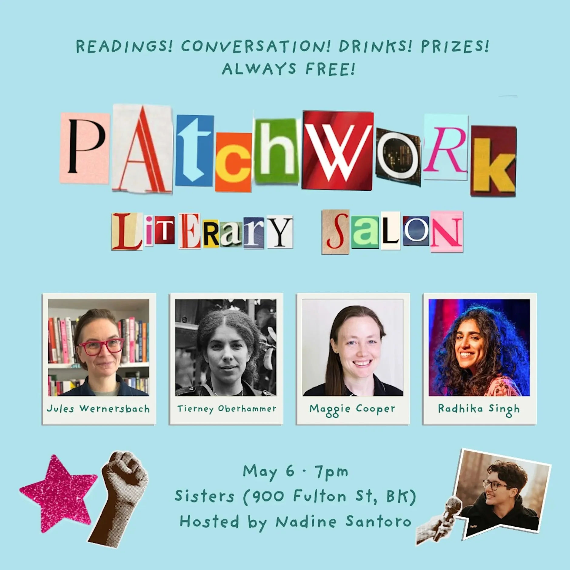 Patchwork Literary Salon: Cooper, Oberhammer, Singh, Wernersbach | Brooklyn, NY