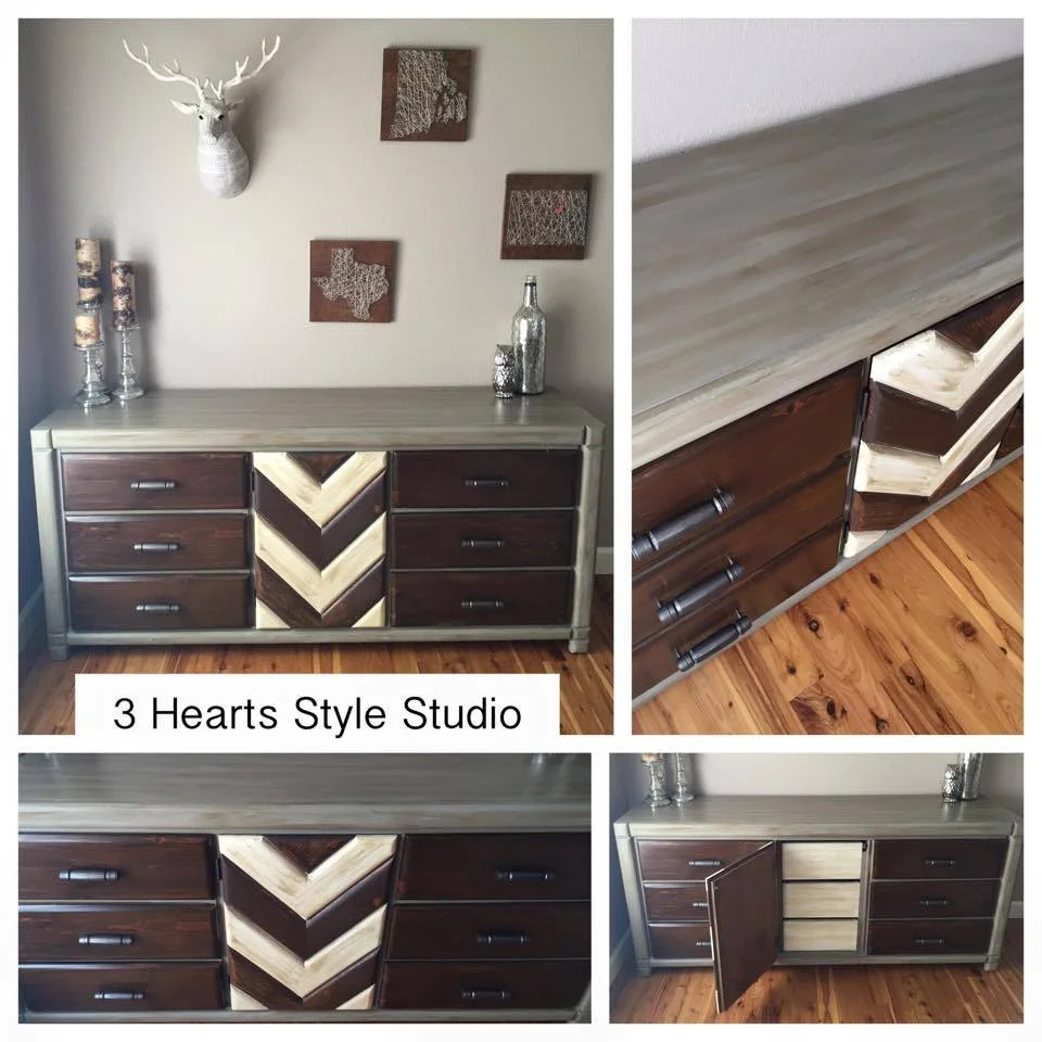 Rustic Chevron Dresser - Painted Furniture Collection Denver, Colorado