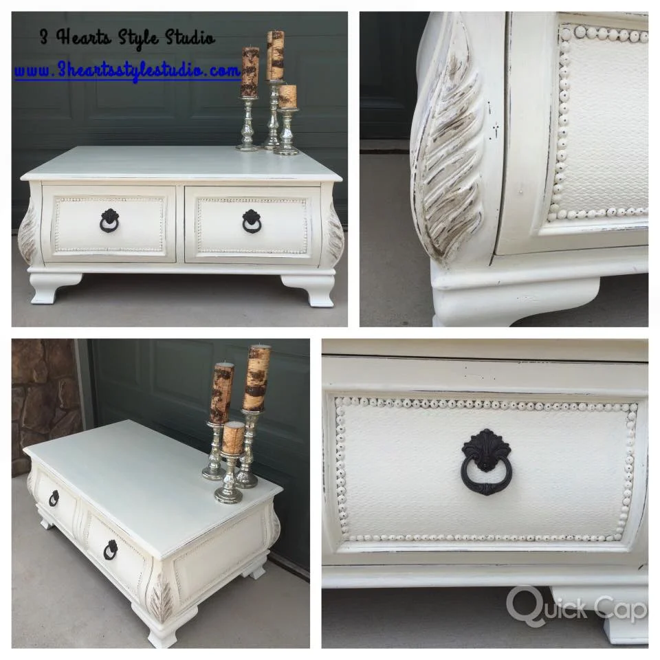 White Shabby Chic French Provincial Coffee Table - Painted Furniture Collection Denver, Colorado