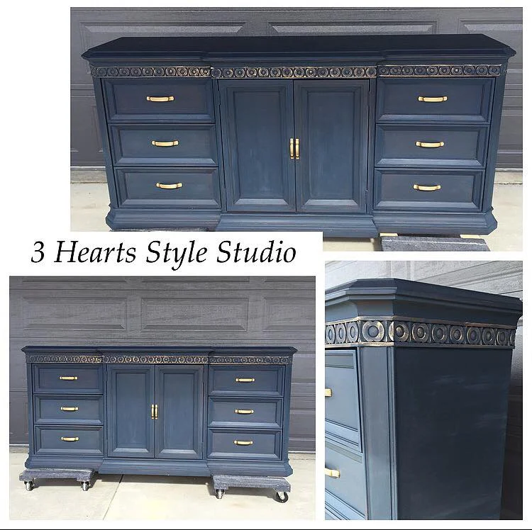Navy & Gold Media Console - Painted Furniture Collection Denver, Colorado