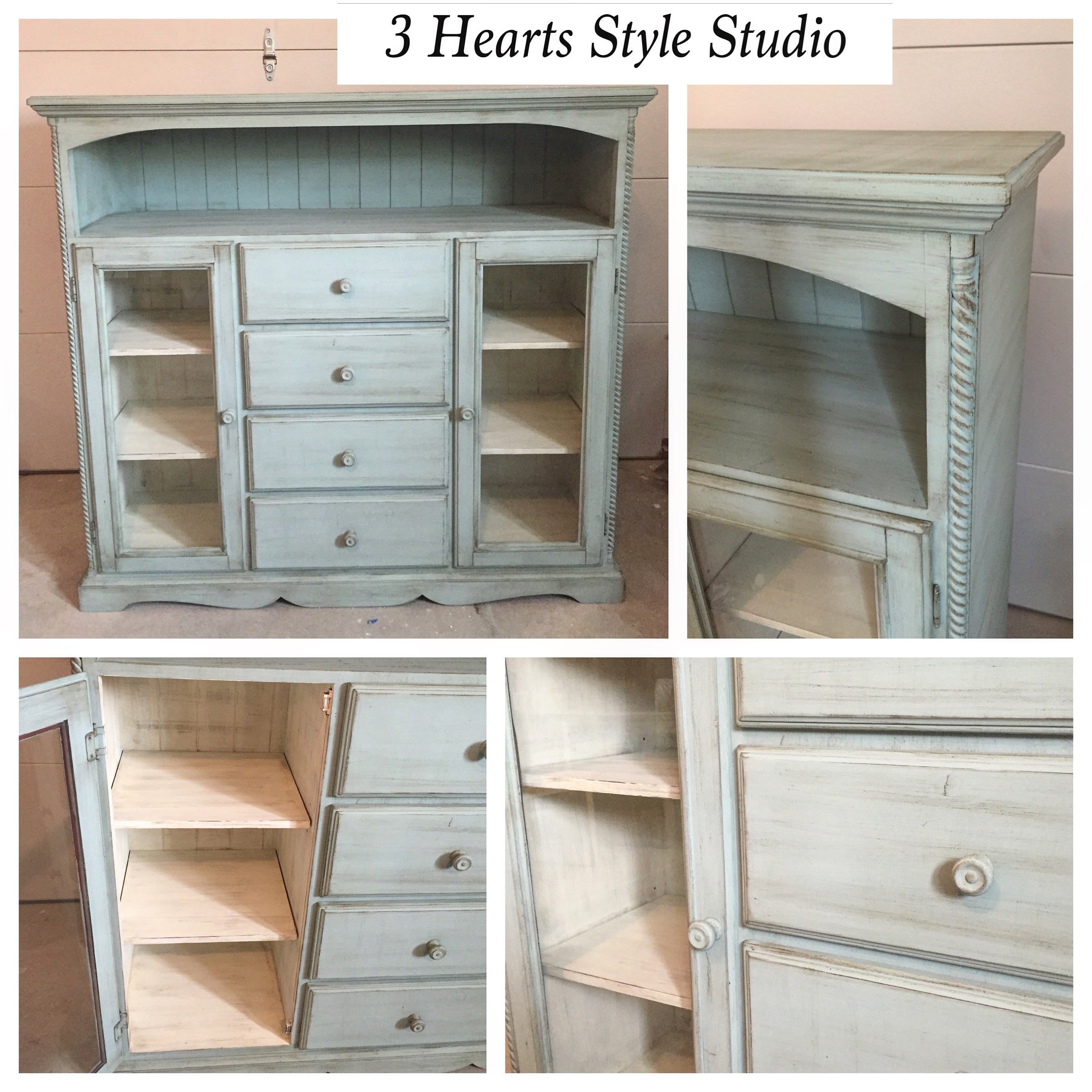 French Provincial Blue Dinning Room Furniture Hutch - Painted Furniture Collection Denver, Colorado