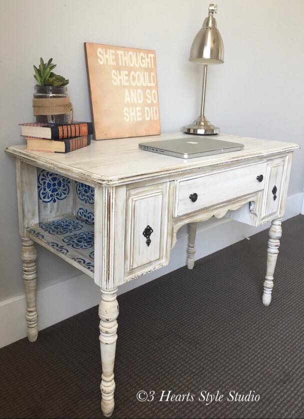Shabby Chic Antique White Desk - Painted Furniture Collection Denver, Colorado