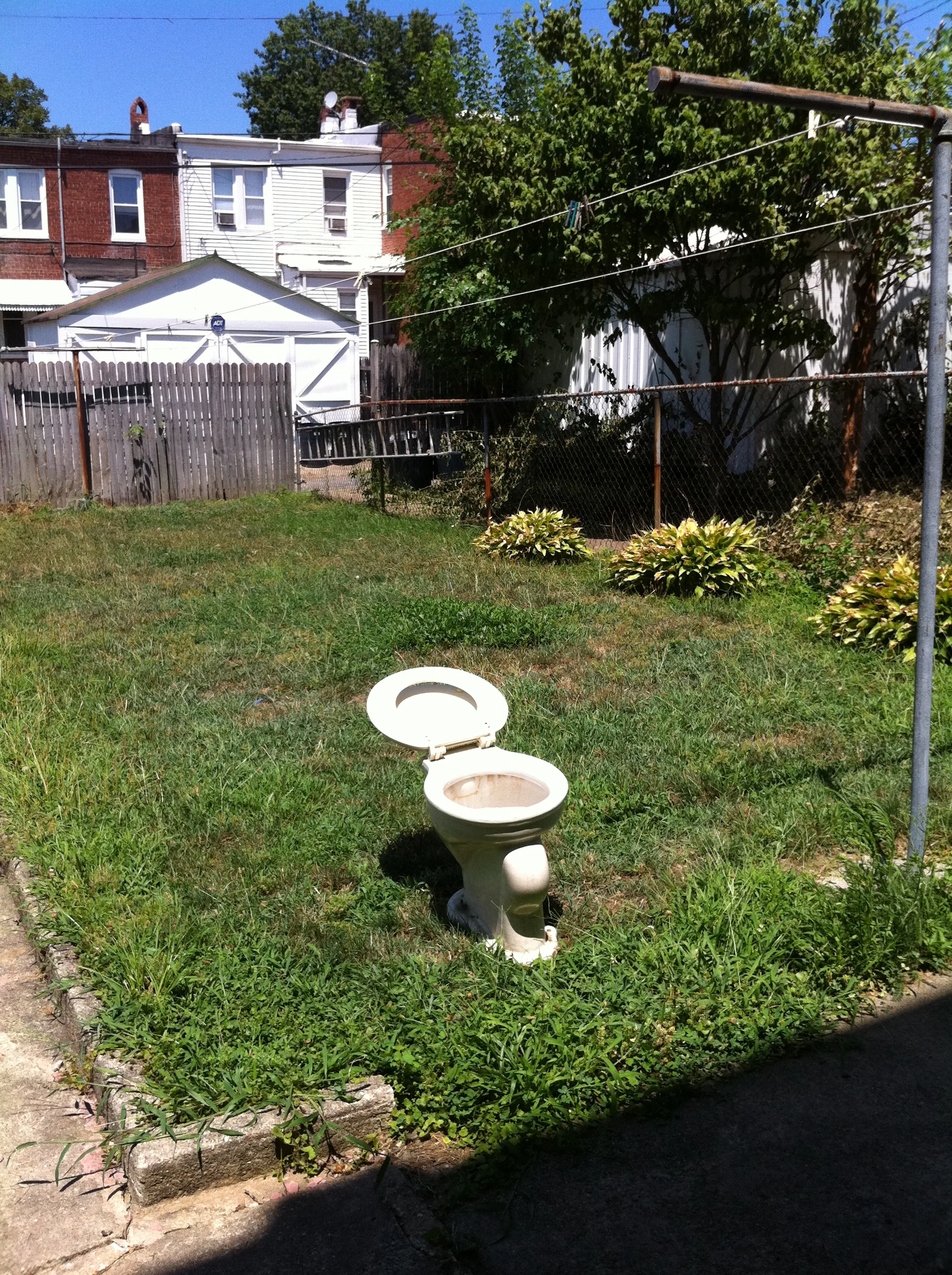 A snap from the process of removing the 'outhouse' from my basement. This toilet was installed on top of a pallet that was tastefully carpeted.