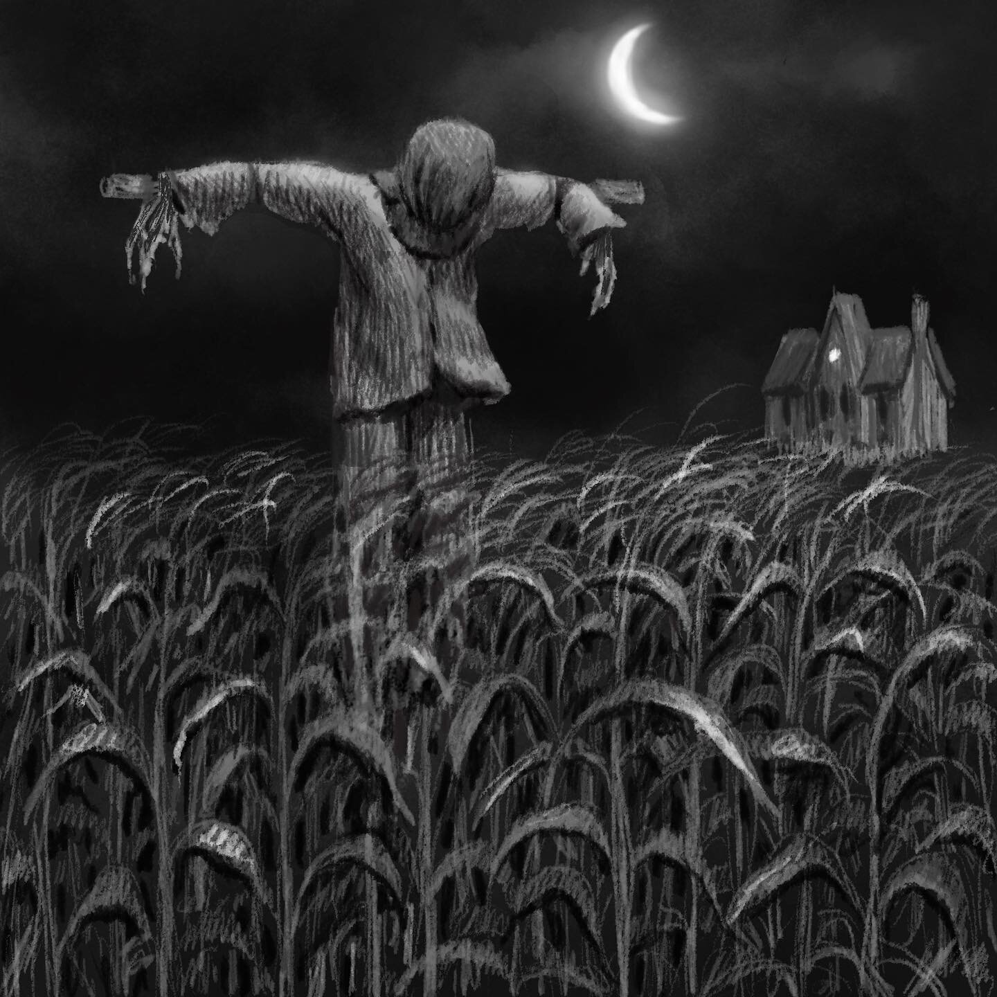 FARM for #inktober and Happy Halloween!  It&rsquo;s been a fun Inktober- thanks to everyone who has followed along these last few weeks! 

@inktober #farm #scarecrow #cornfield #happyhalloween #halloweenart #scarystories #scaryfarm #creepydrawing #ba