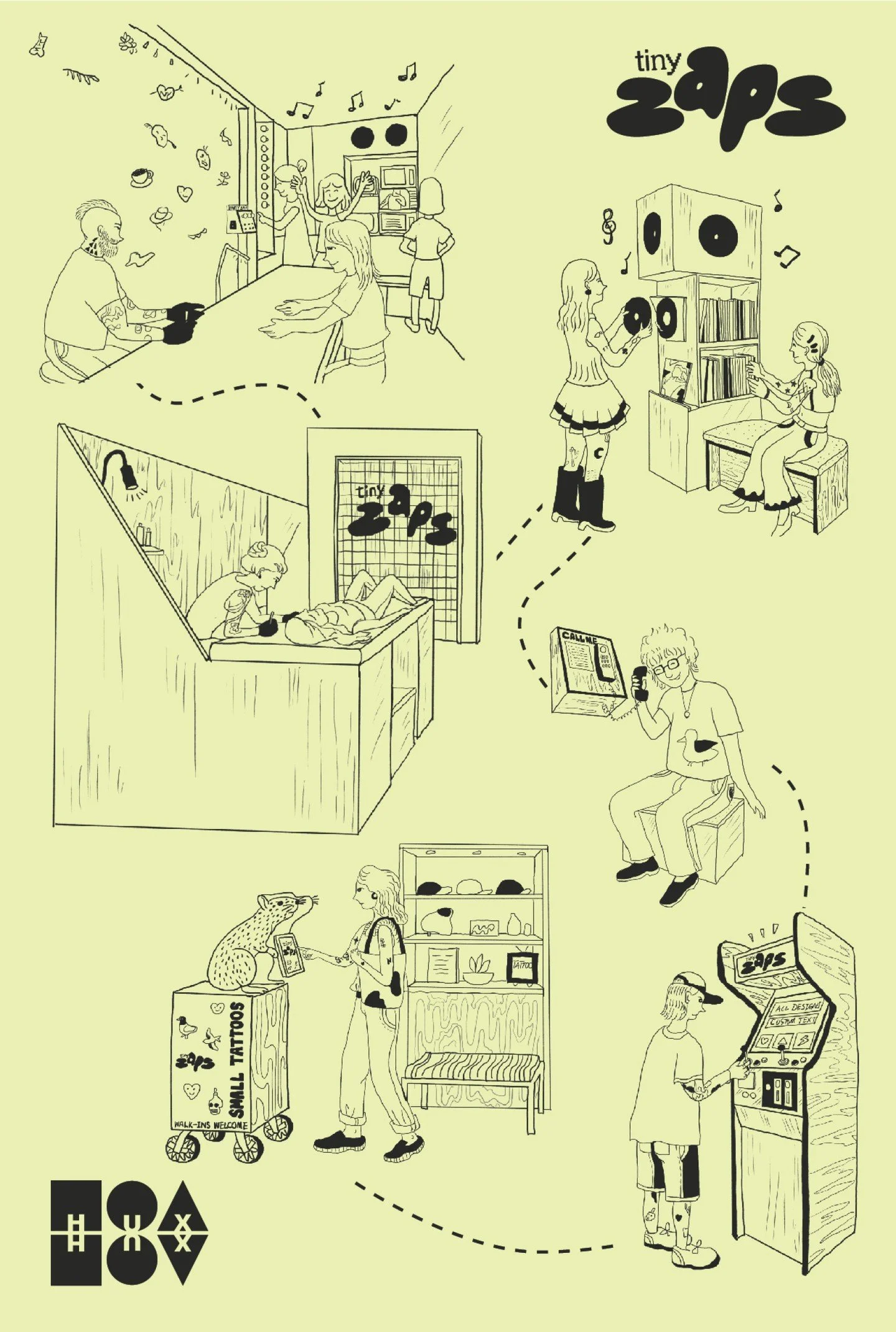 HUXHUX Design Inc x Tiny Zaps: Redefining the Modern Tattoo Studio

In summer 2025, Tiny Zaps, a new tattoo brand dedicated to small-format designs, partnered with HUXHUX Design Inc. to design its Williamsburg flagship and lay the groundwork for a sc