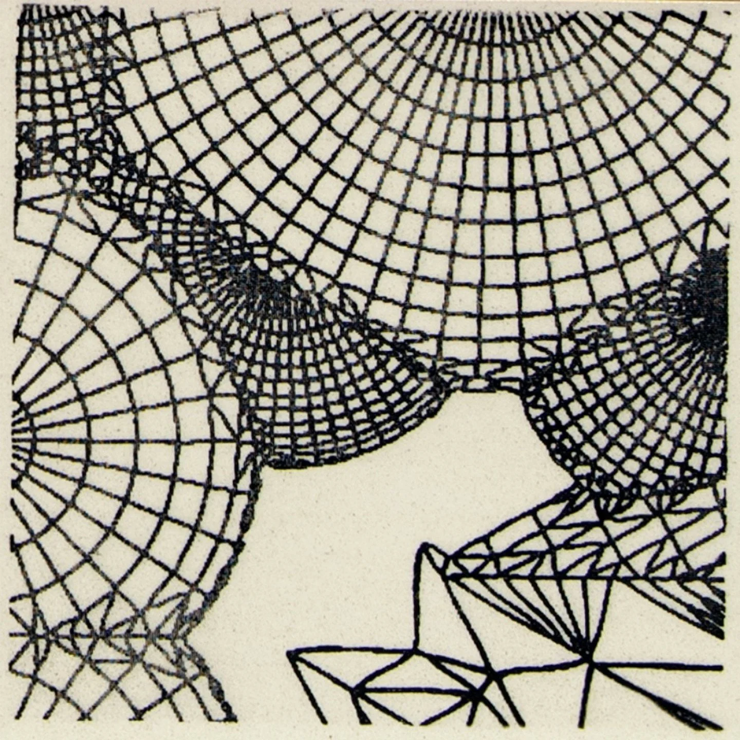 Tectonic Fields:  We designed this custom tile for DIFFA Dining by Design, The concept for the tile emerged from a careful study of architectural representation of platonic solids. Digital structures are rendered through hand screen-printing glazed c