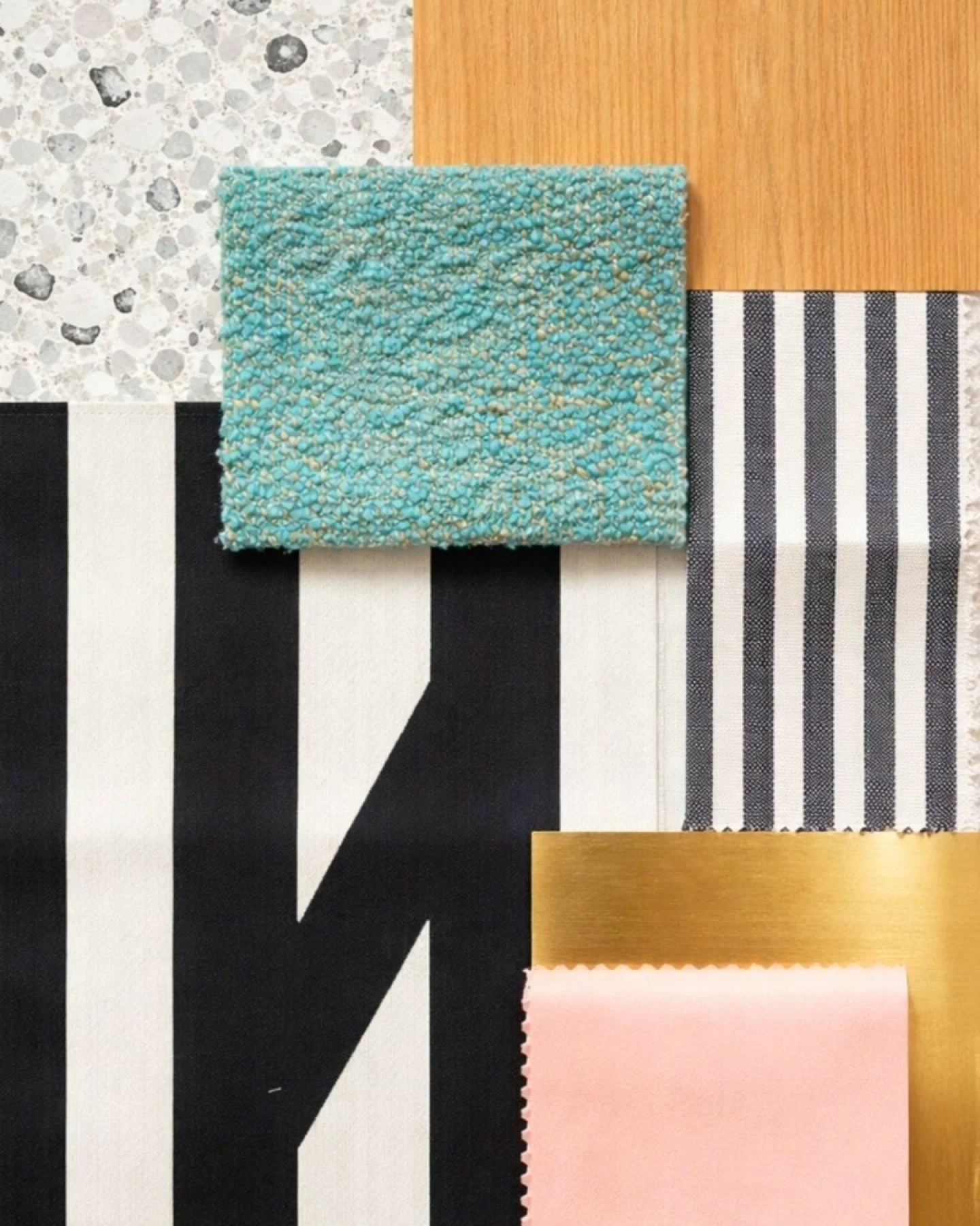 A look at the material palette behind Coffee Dose Melrose. Terrazzo, powder-coated metal, boucl&eacute;, soft woods, and playful tilework layer texture and warmth throughout the space. Thoughtfully composed lighting shifts the mood from bright and en