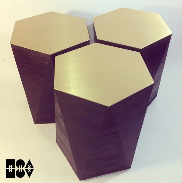 Three hexagonal stools