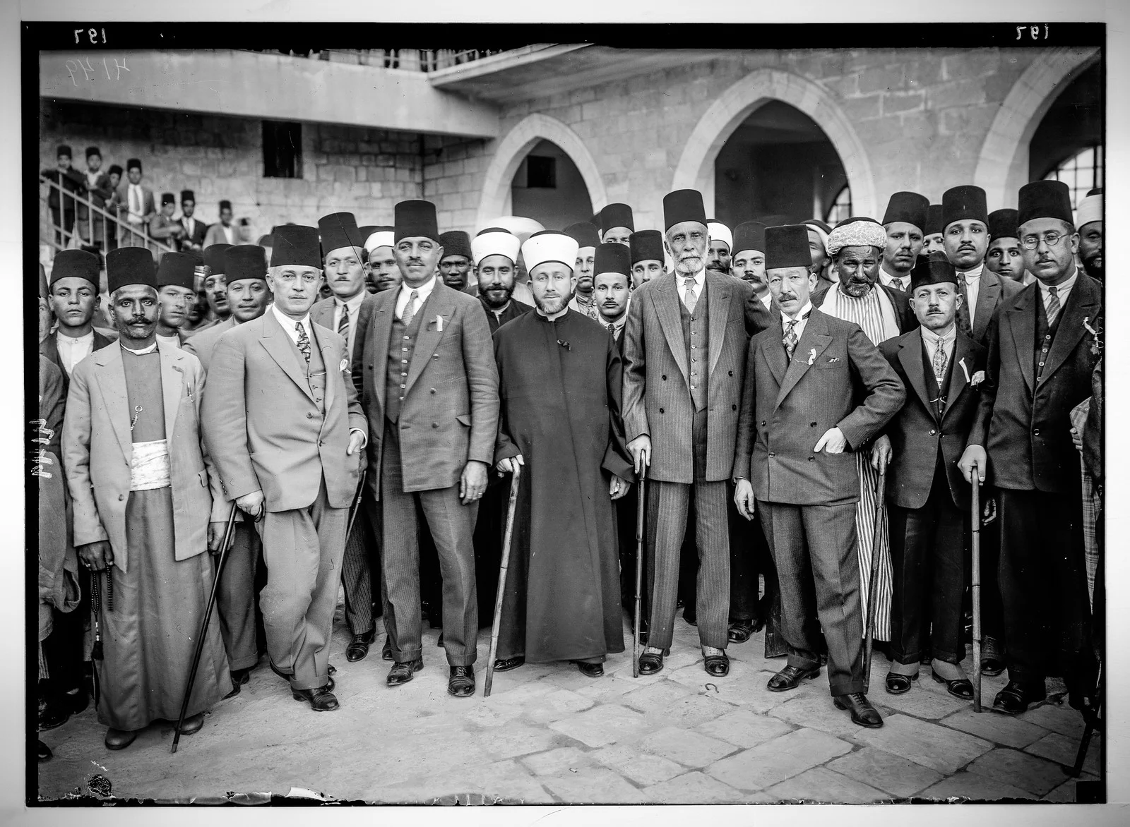  An Arab delegation to London 1929 At the center of this photo is Mohammed Amin al-Husseini , who was appointed Grand Mufti of Jerusalem in 1921 by the British