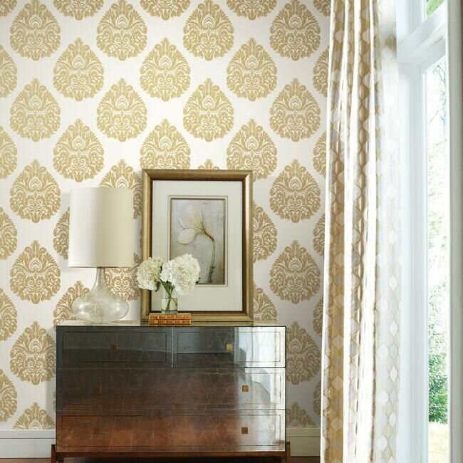 KT2141 TEARDROP DAMASK WALLPAPER