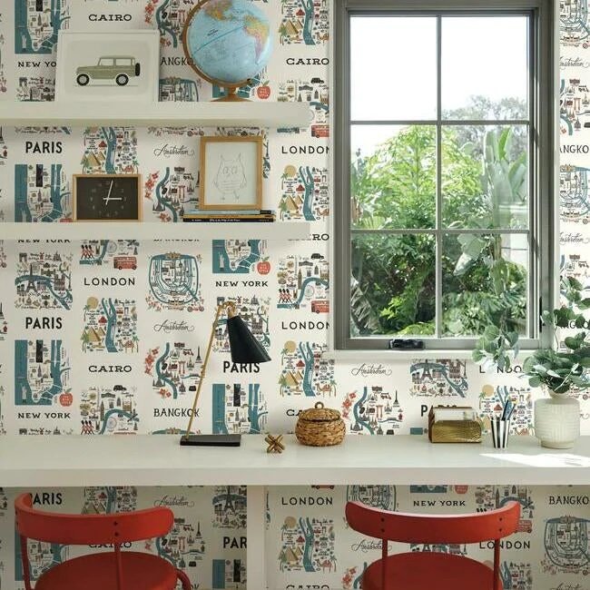 RI5162 CITY MAPS WALLPAPER