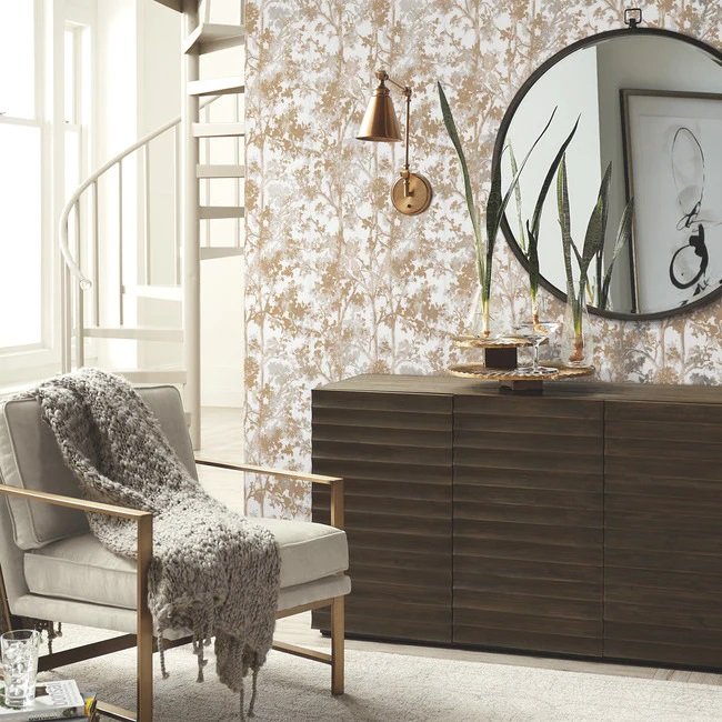 NW3583 SHIMMERING FOLIAGE WALLPAPER