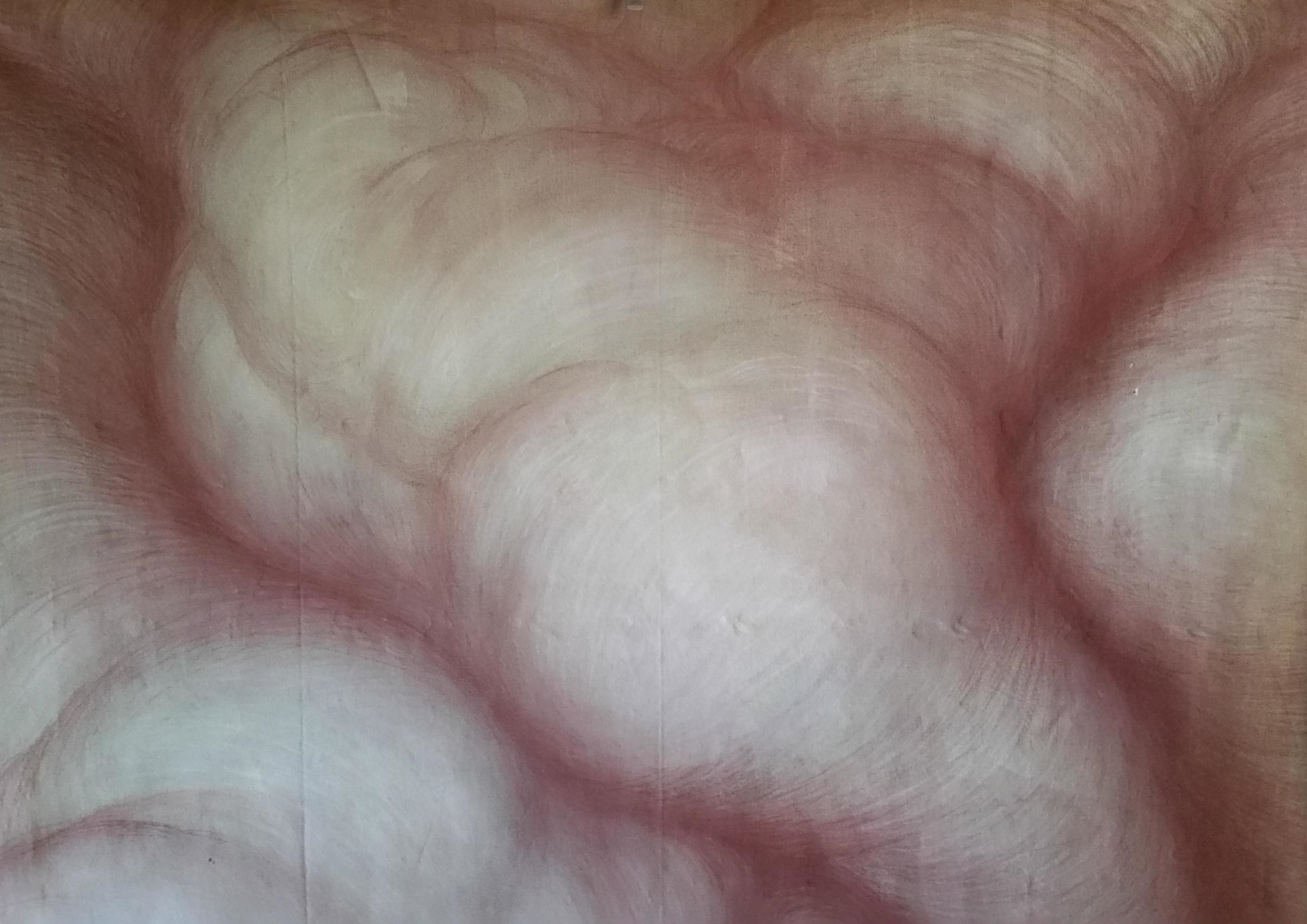 Merging bodies , hard pastel on gessoed canvas, 58" X 68", 2016