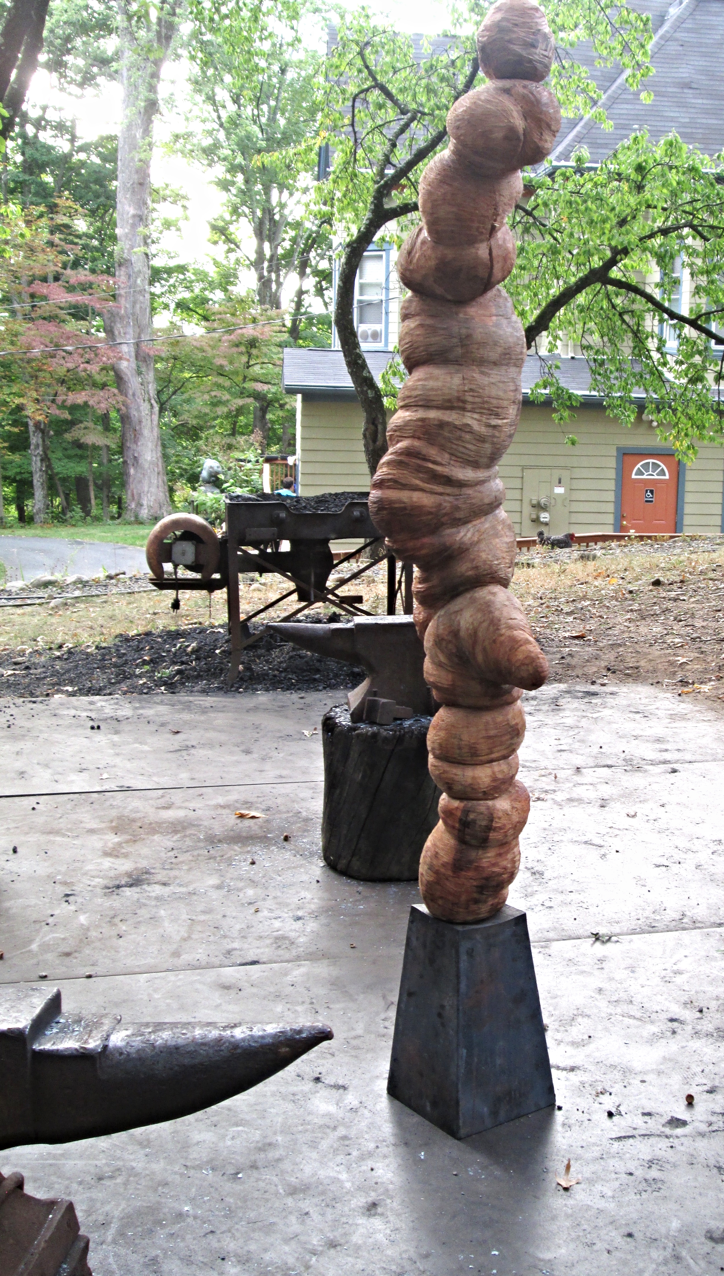 Forging and welding a base for the carving.