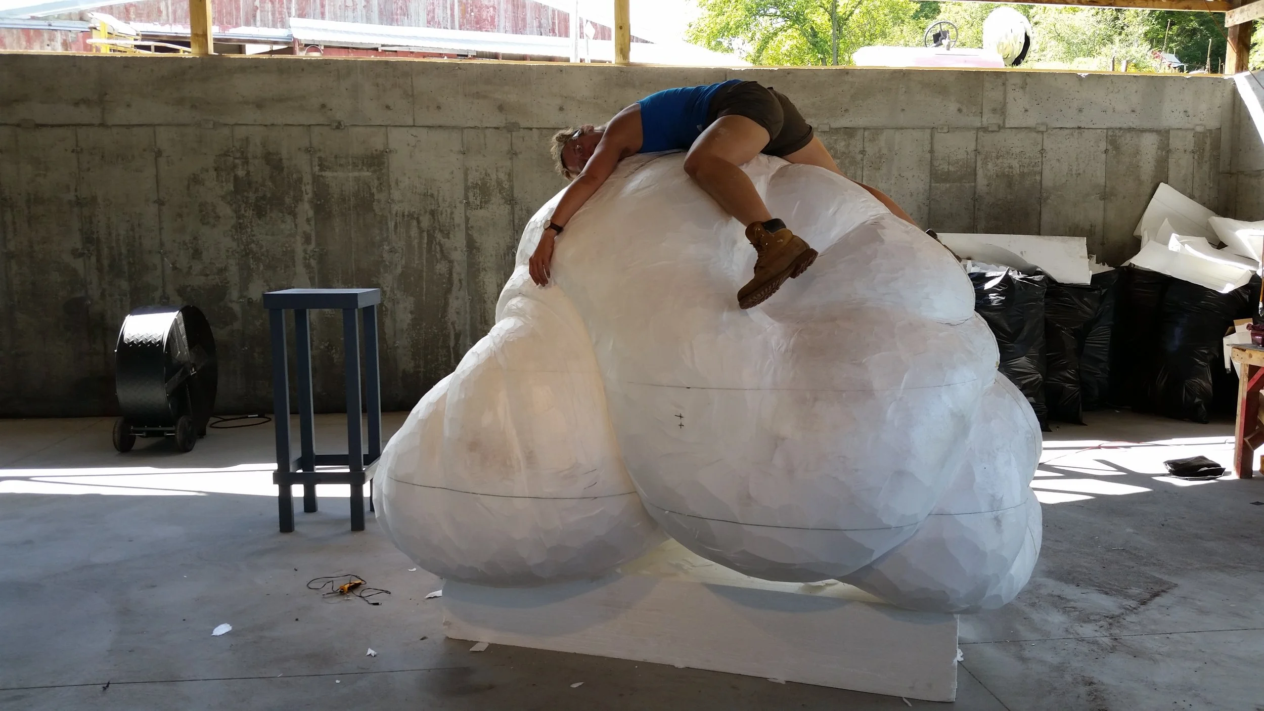 Intern Chelsea Thew enjoying the sculpture...