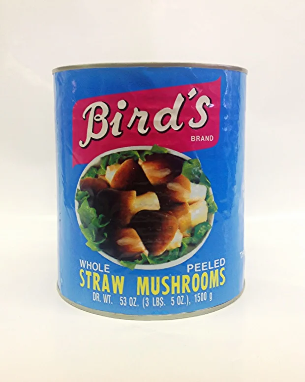 Straw Mushrooms, Whole &amp; PeeledBird'sMU17106 24x15 oz (Broken)MU17255 6xA10 (Med.)MU17256 6xA10 (Small) 
