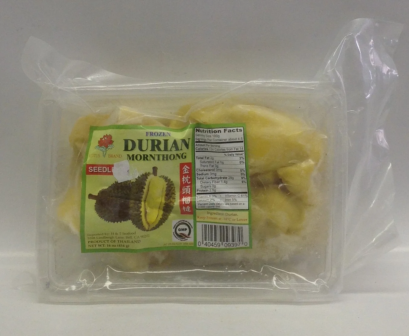 Frozen Durian, SeedlessLotusFZV2134 30x16 oz