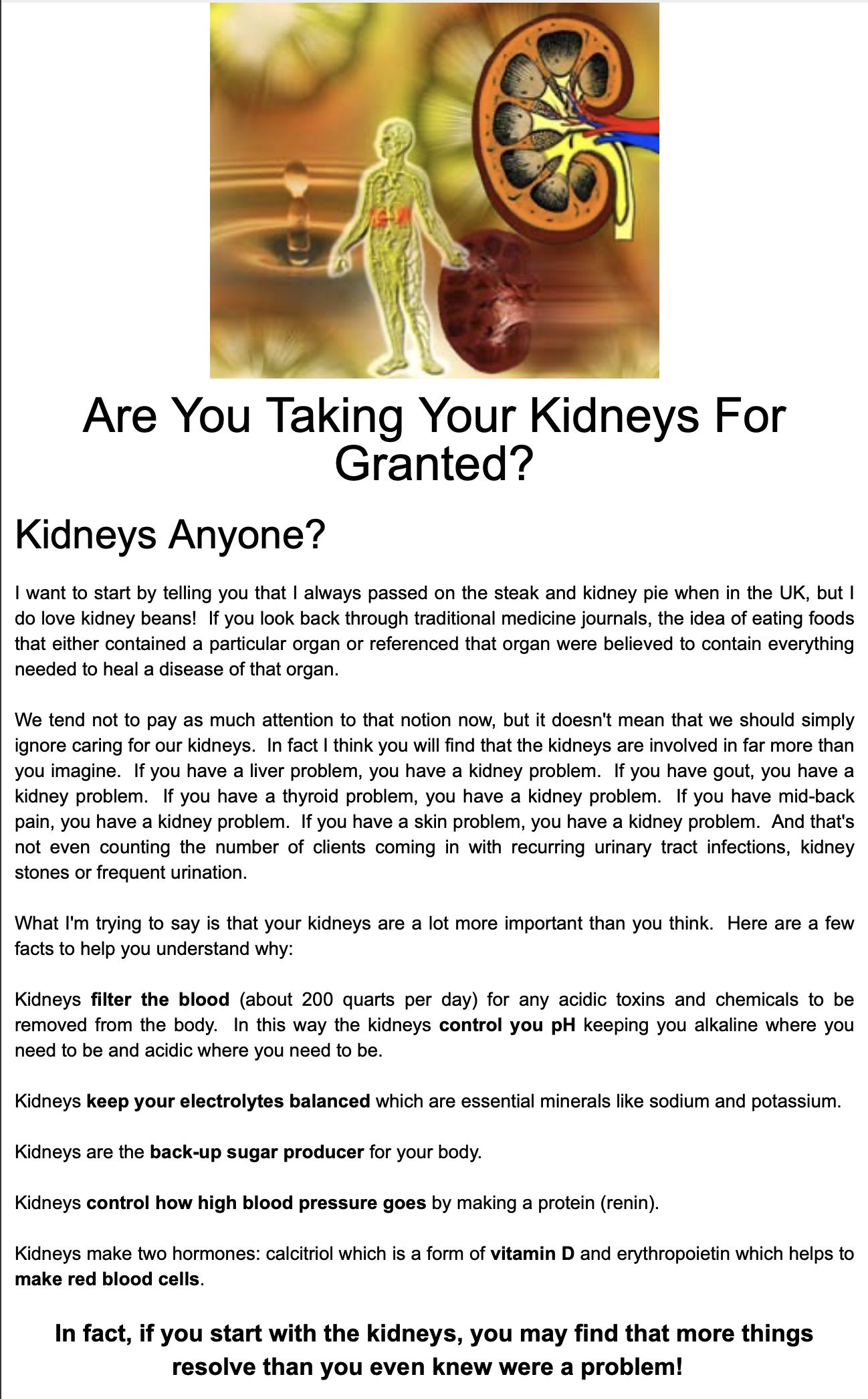 Kidneys Anyone? May 25