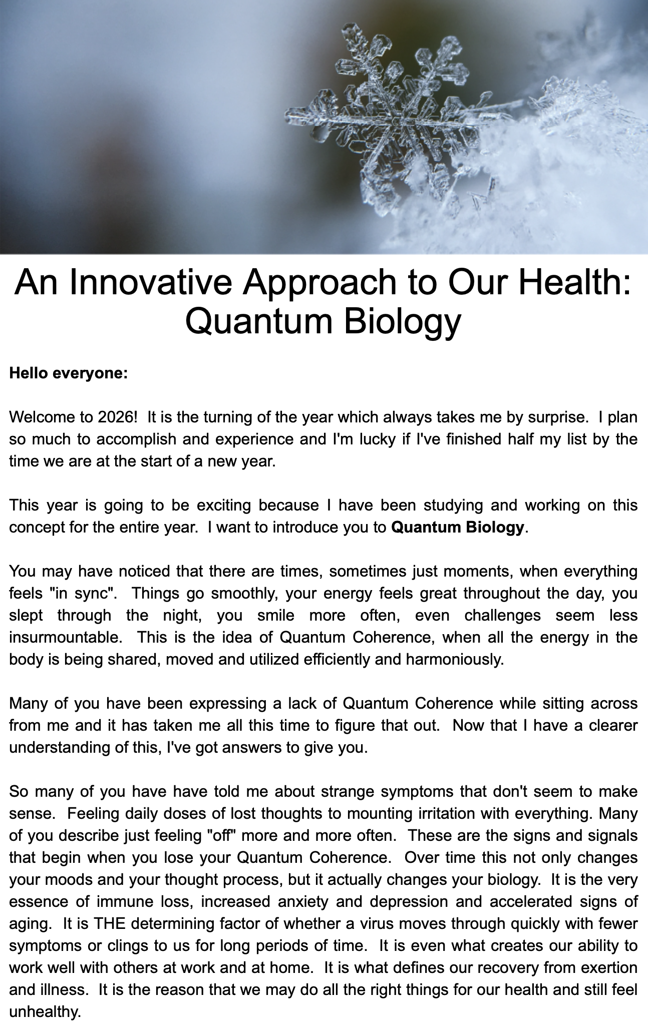 Quantum Biology: A New Concept for the New Year Jan 26