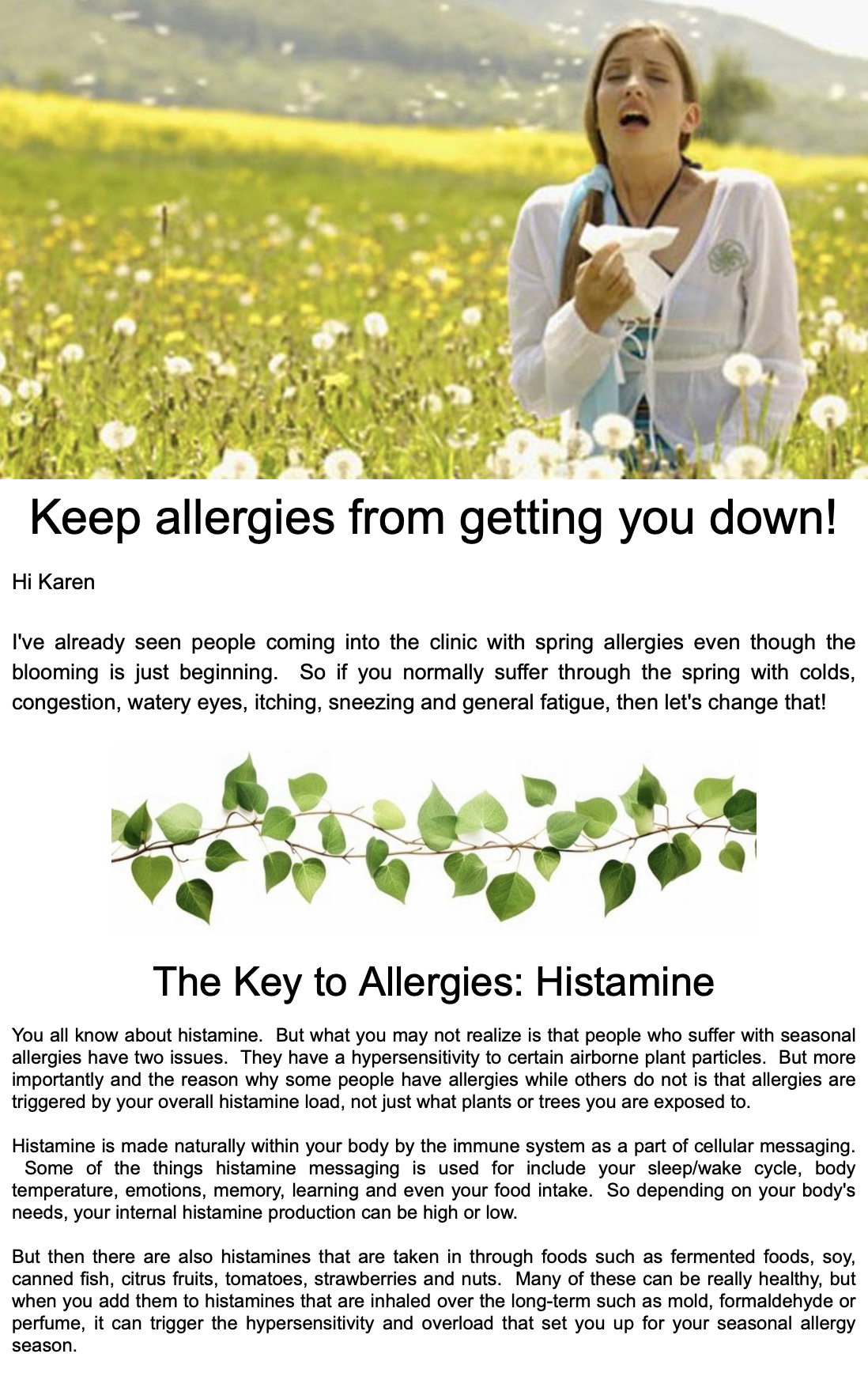 Stop Allergies From Getting You Down April 26