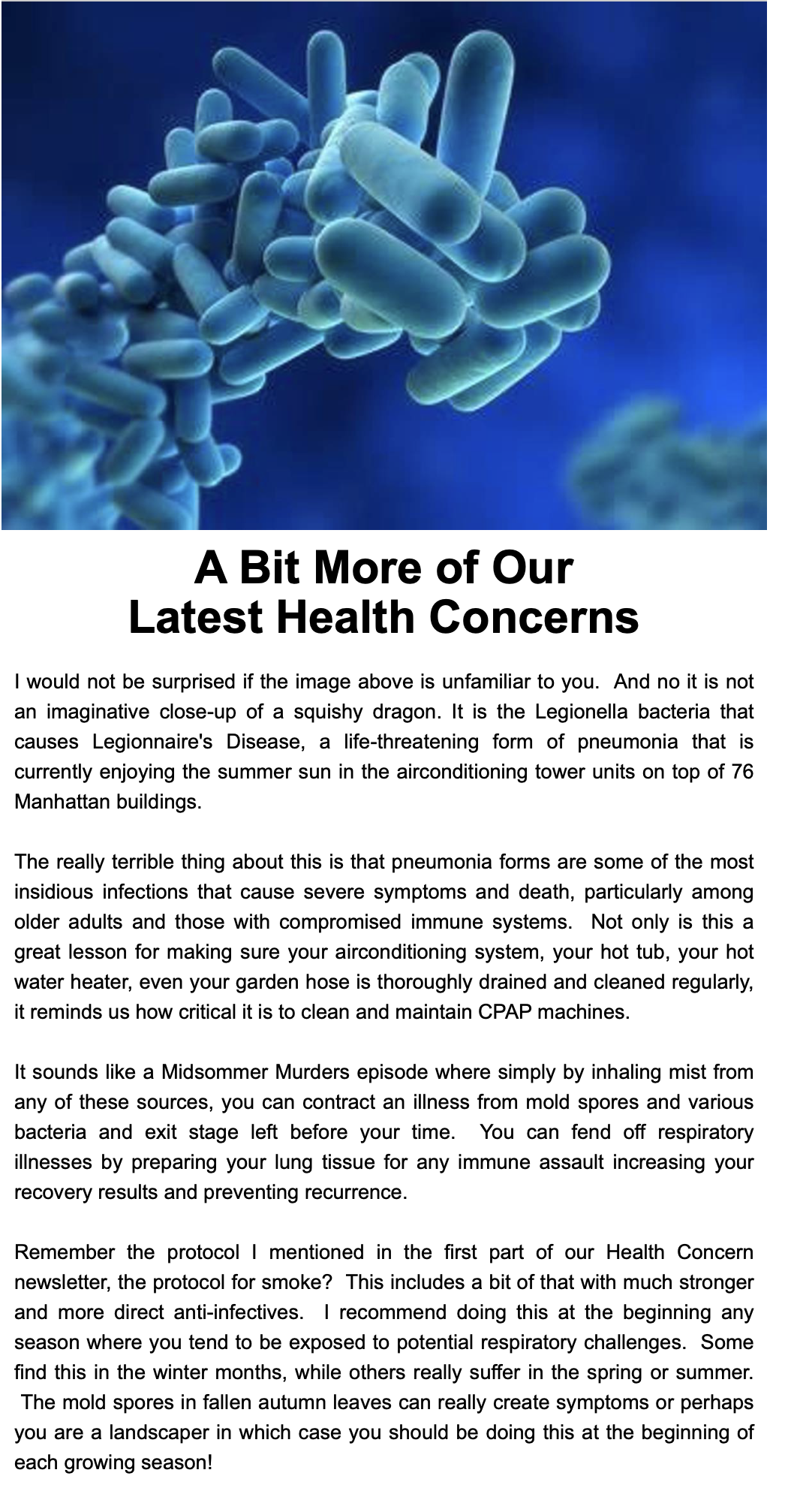 A Bit More of Our Latest Health Concerns July 26