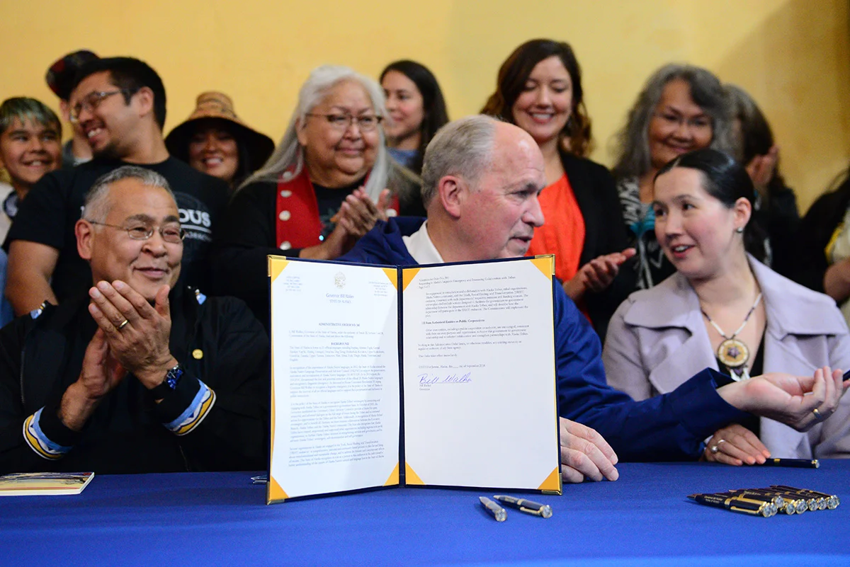 Administrative Order 300 , signed September 23, 2018, declared a “linguistic emergency” in the state of Alaska, officially throwing the weight of state government behind efforts to preserve and revitalize Alaska’s 21 official native languages. September 2018.