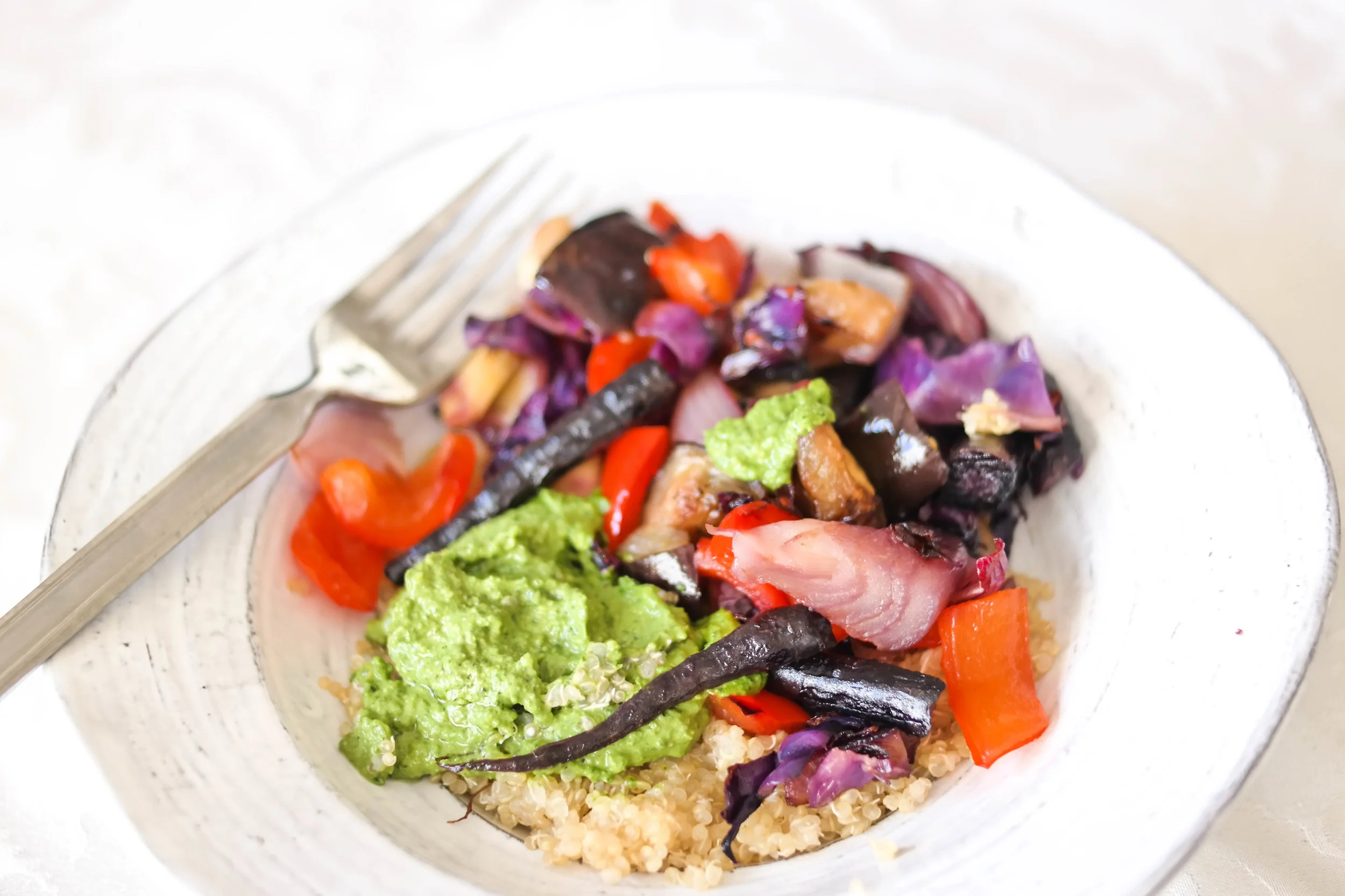 Creamy Pesto and Roasted Vegetables 