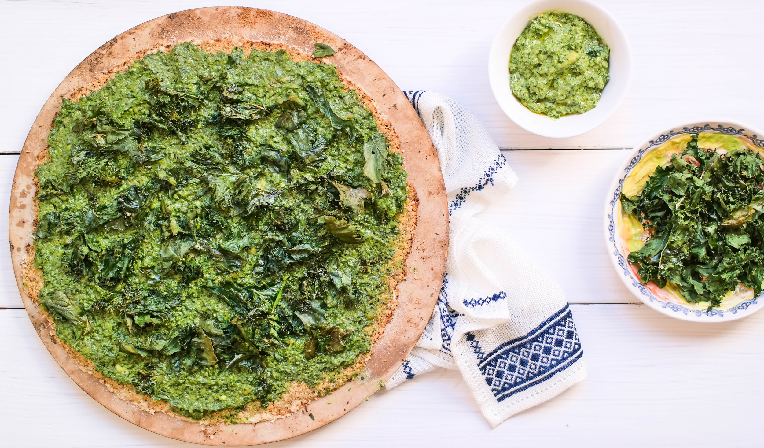 Game Night: Pesto and Kale, Cauliflower Pizza Crust