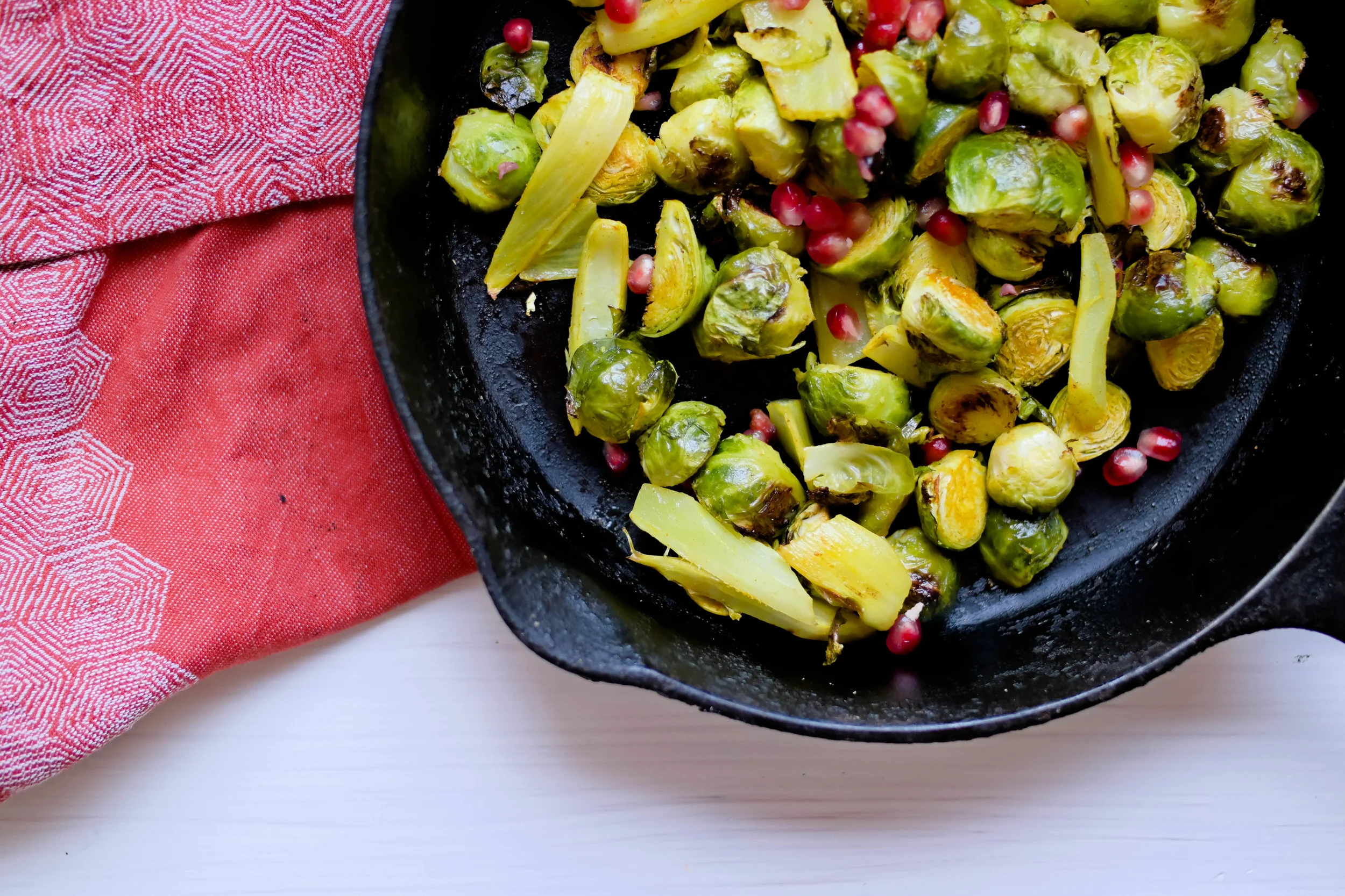 Thanksgiving Ideas: Roasted Brussel Sprouts with Fennel and Pomegranate Seeds