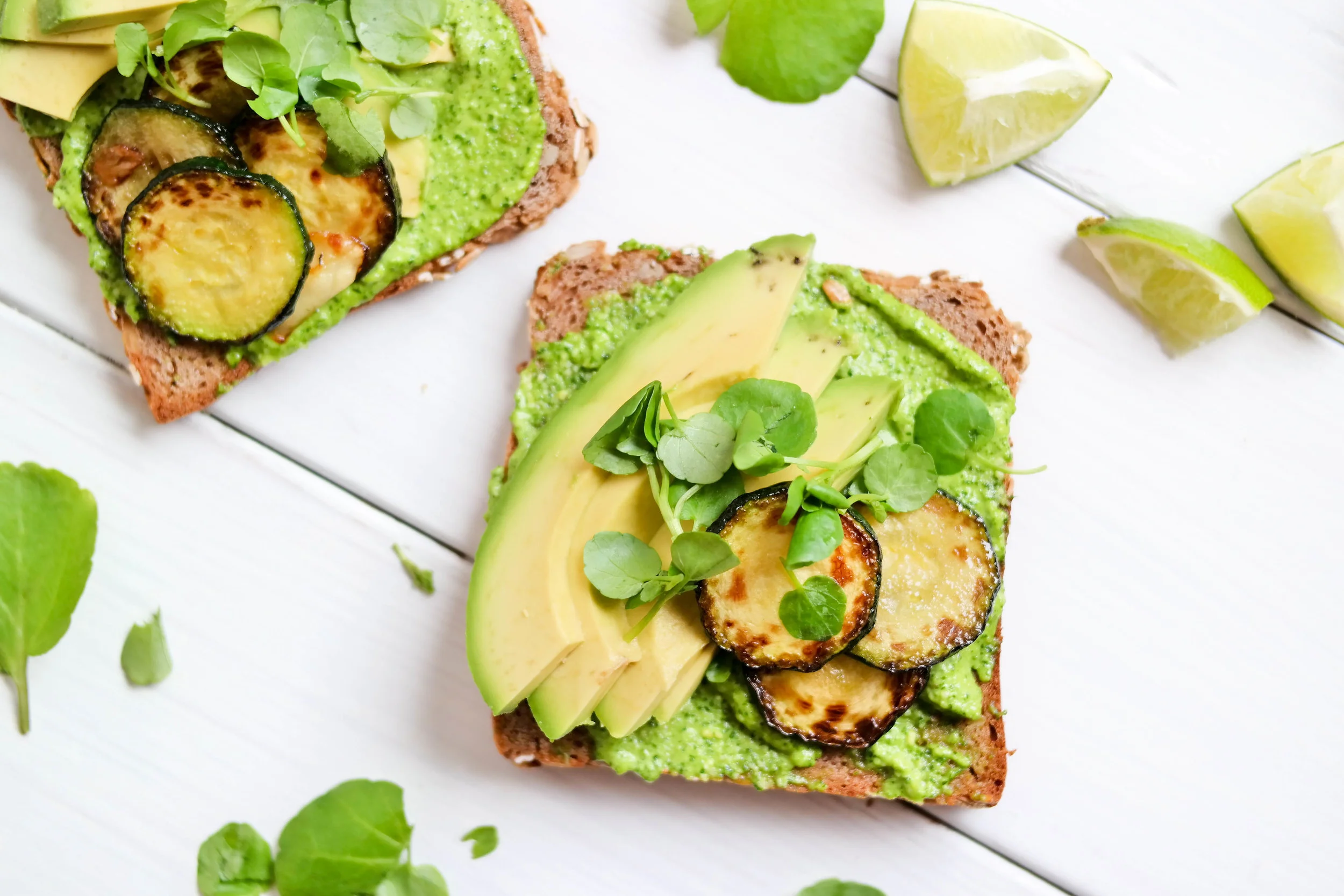 Arugula Pesto and Zucchini on Rye-Toast 