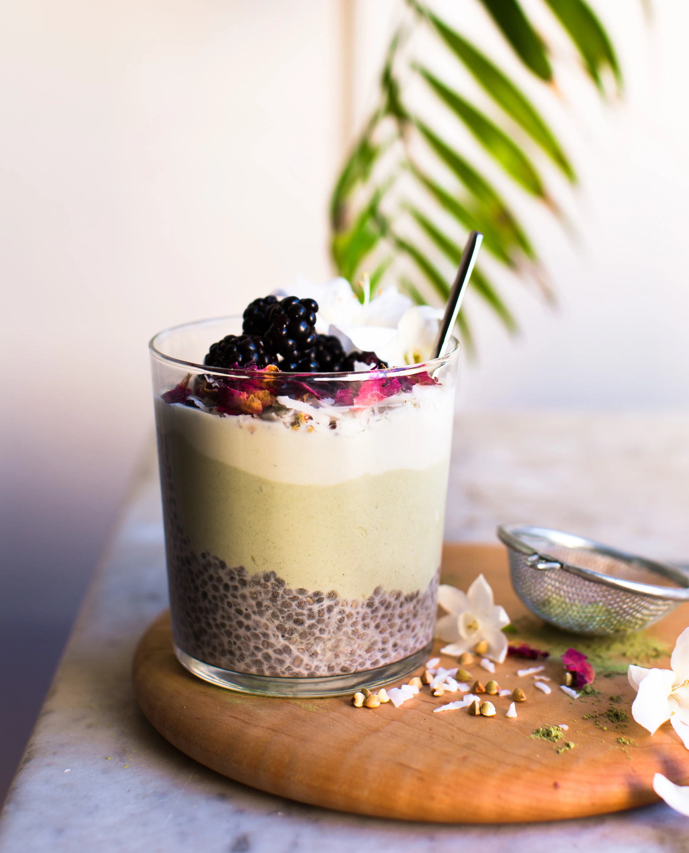 Three Layer Matcha Cream Chia Pudding