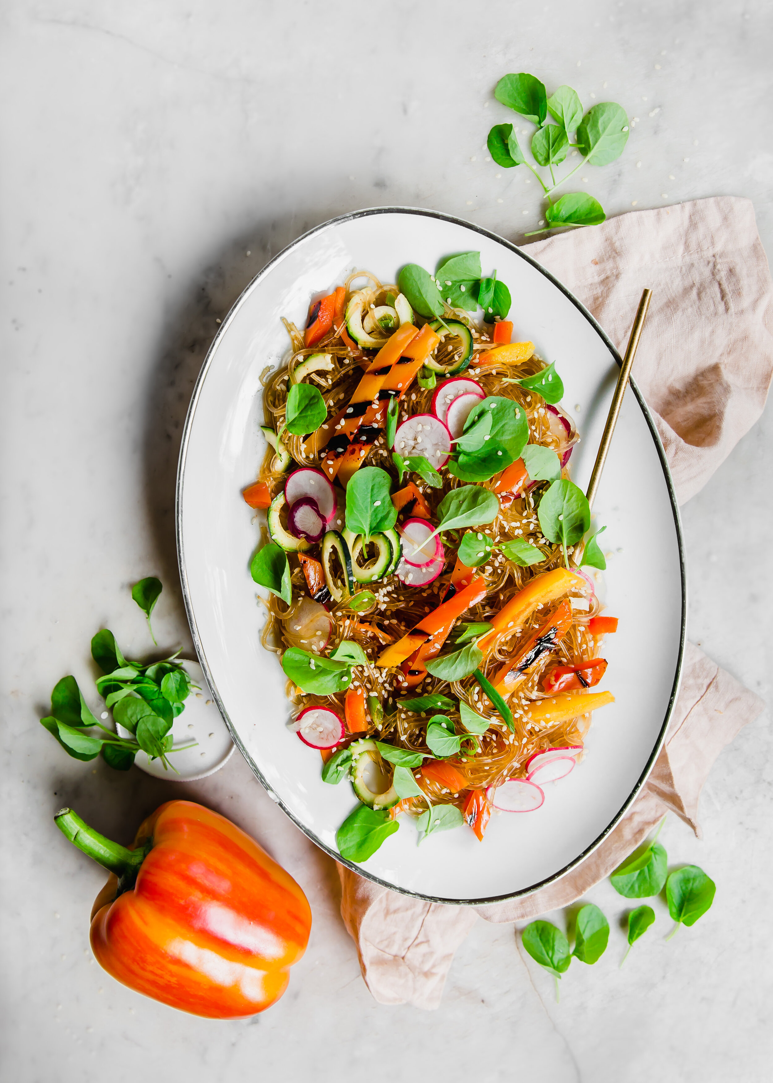 Kelp Noodle Pad Thai with a Creamy Sesame Sauce