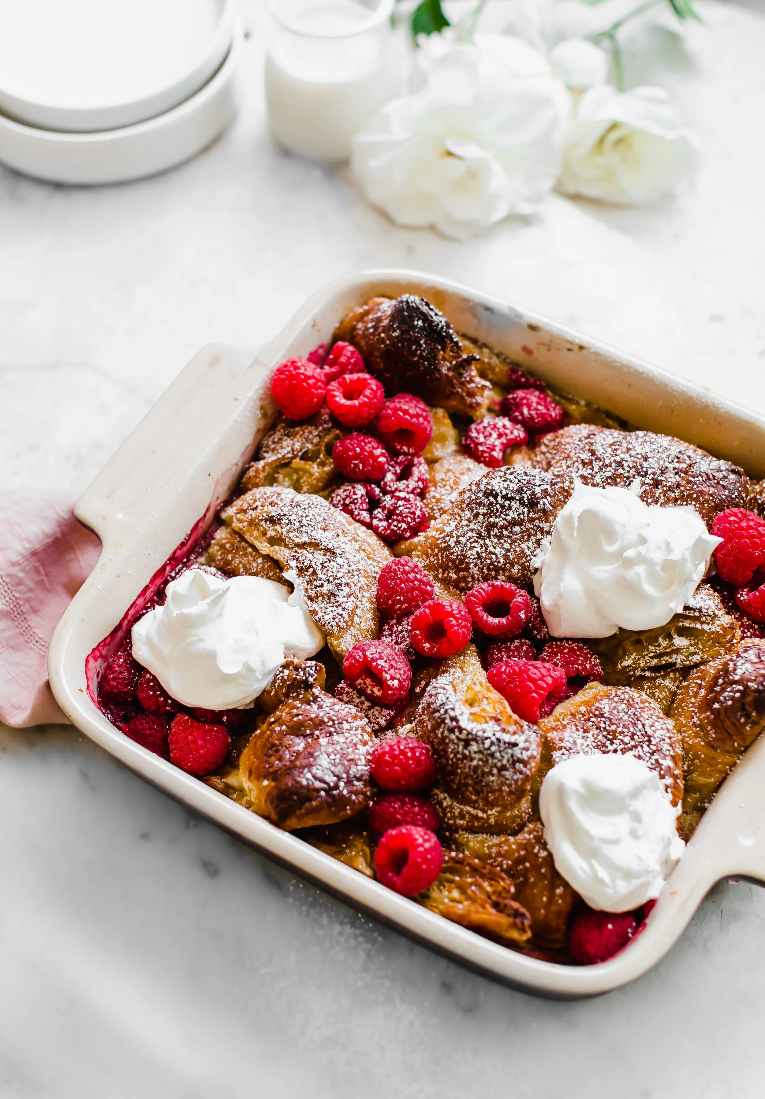 Raspberry Croissant Baked French Toast